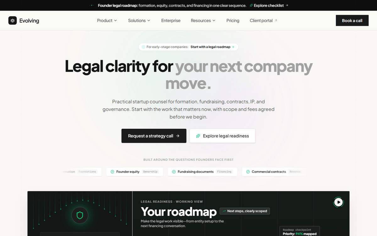 Evolving Startup & Venture Law website template screenshot